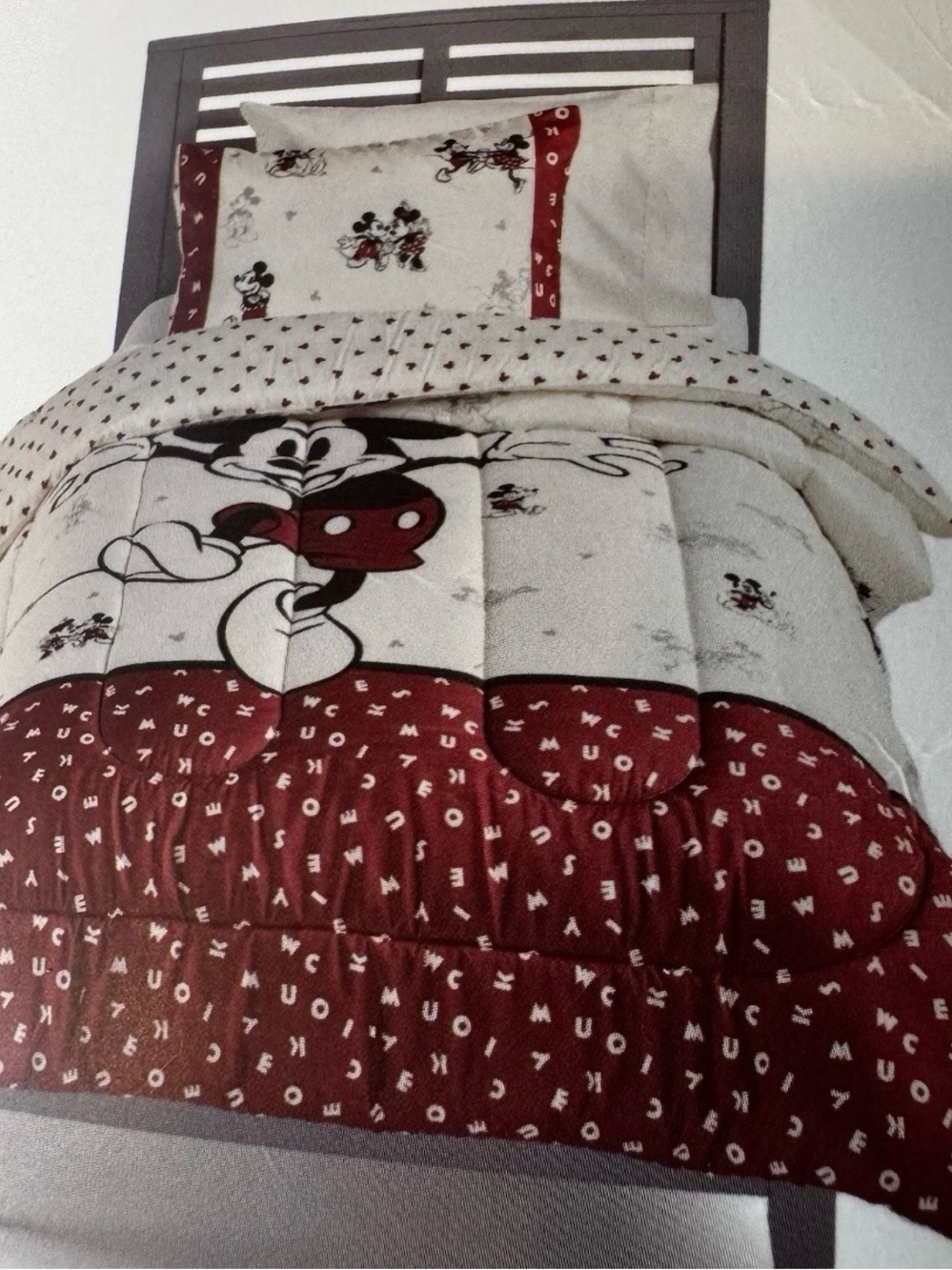 Disney Mickey Mouse Twin Comforter Set with Character Print